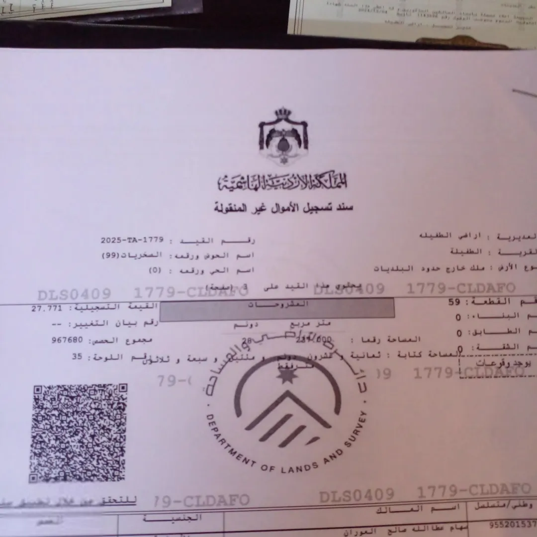 أرض سكنية للبيع في الطفيلة – منطقة العيص