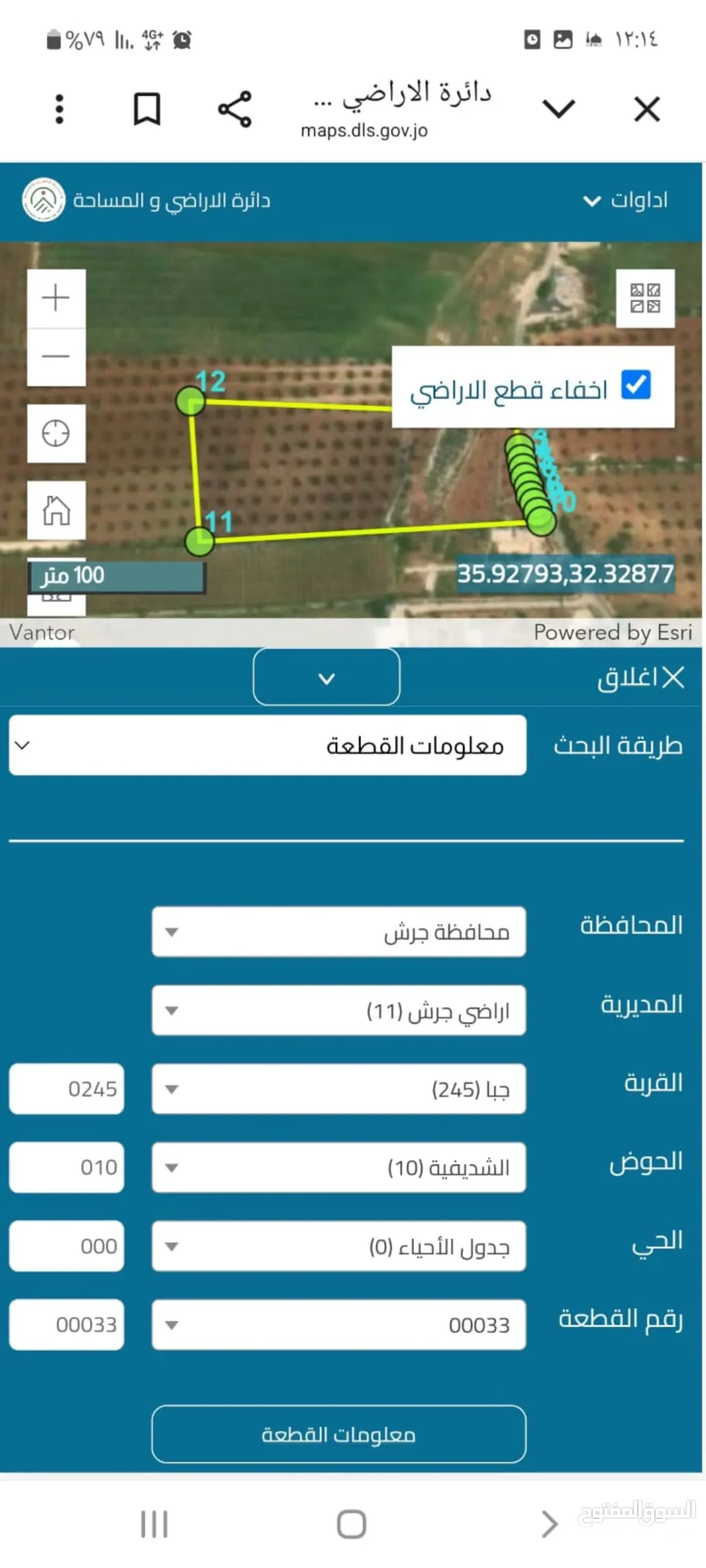 أرض زراعية للبيع في جبا – محافظة جرش مزروعة بأشجار زيتون معمرة