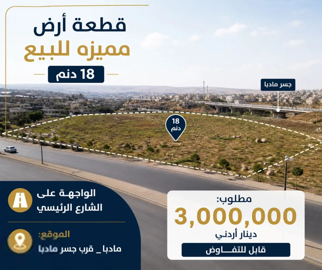 أرض مميزة للبيع في مادبا – أم العمد