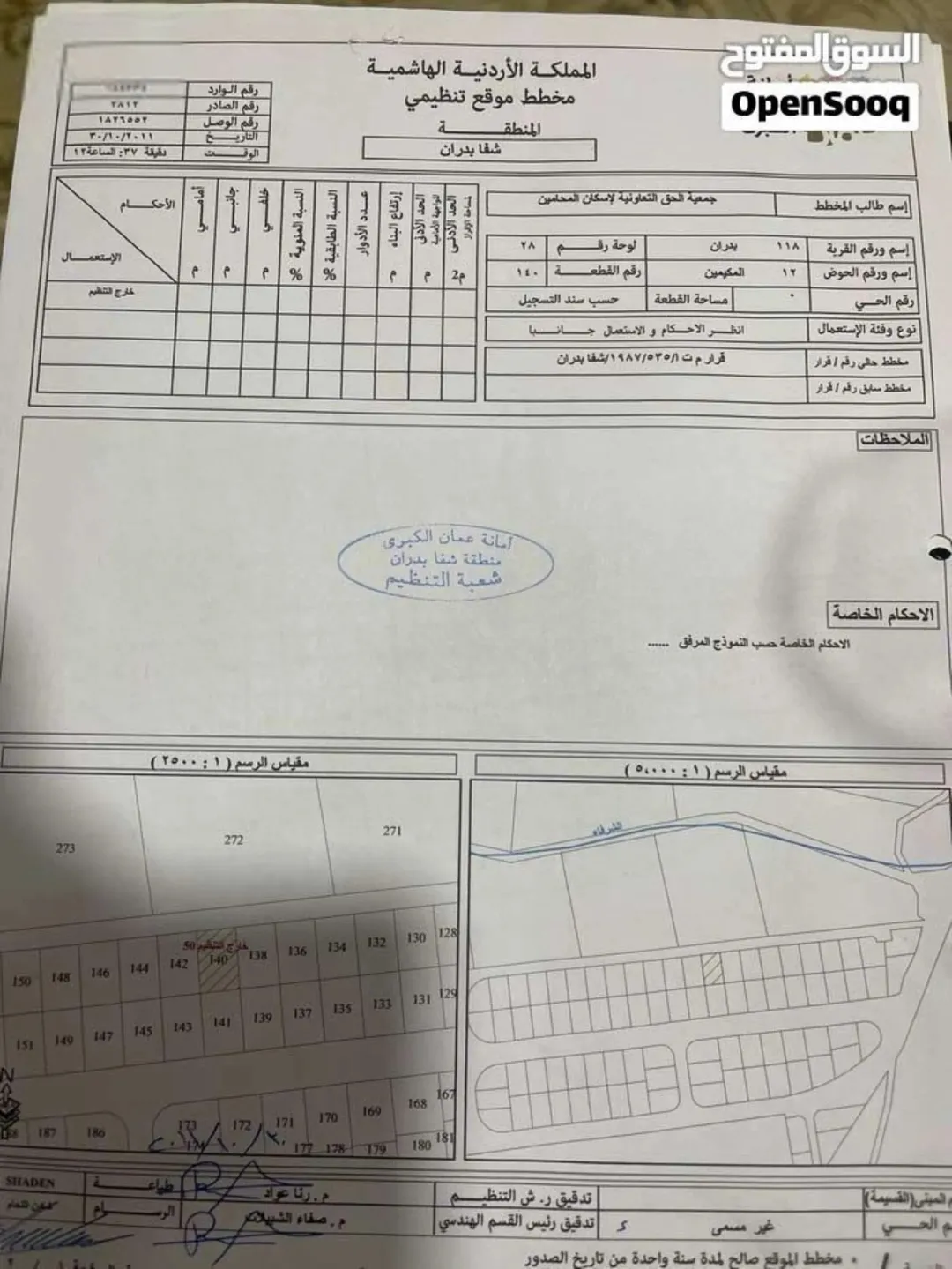 أرض للبيع في شفا بدران مقابل القياده العامة للقوات المسلحة