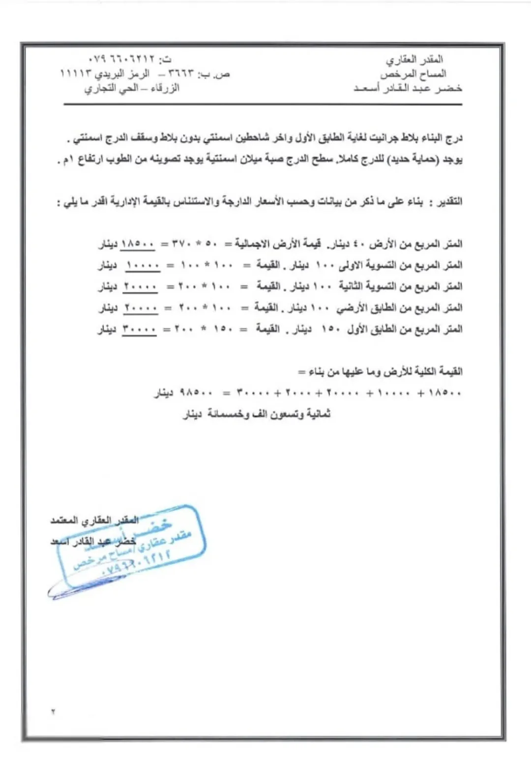عمارة سكنية للبيع في الزرقاء – ضاحية المدينة المنورة