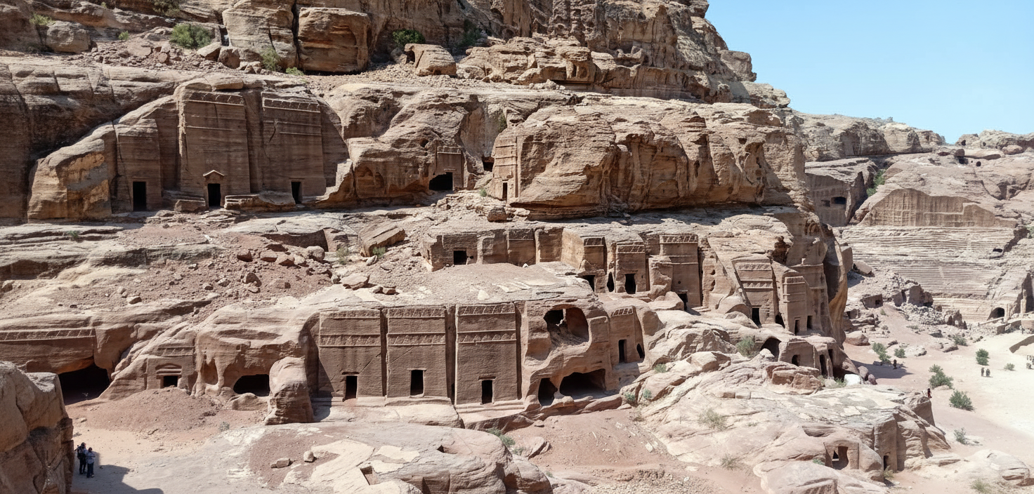 File:Royal tombs in Petra archaeological park, Jordan.jpg (Wikimedia Commons - image/jpeg)